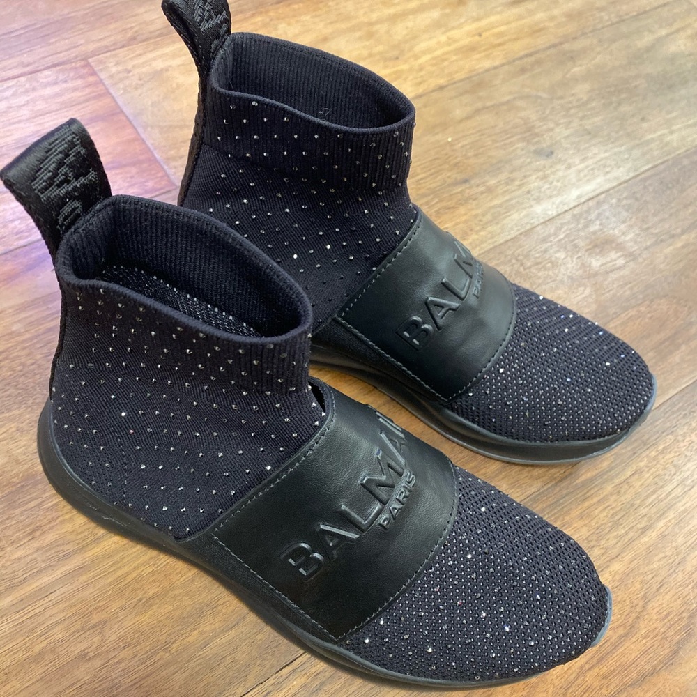 Balmain logo Cameron Mesh Embossed sock sneakers